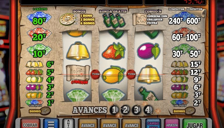 tragamonedas de tres rodillos